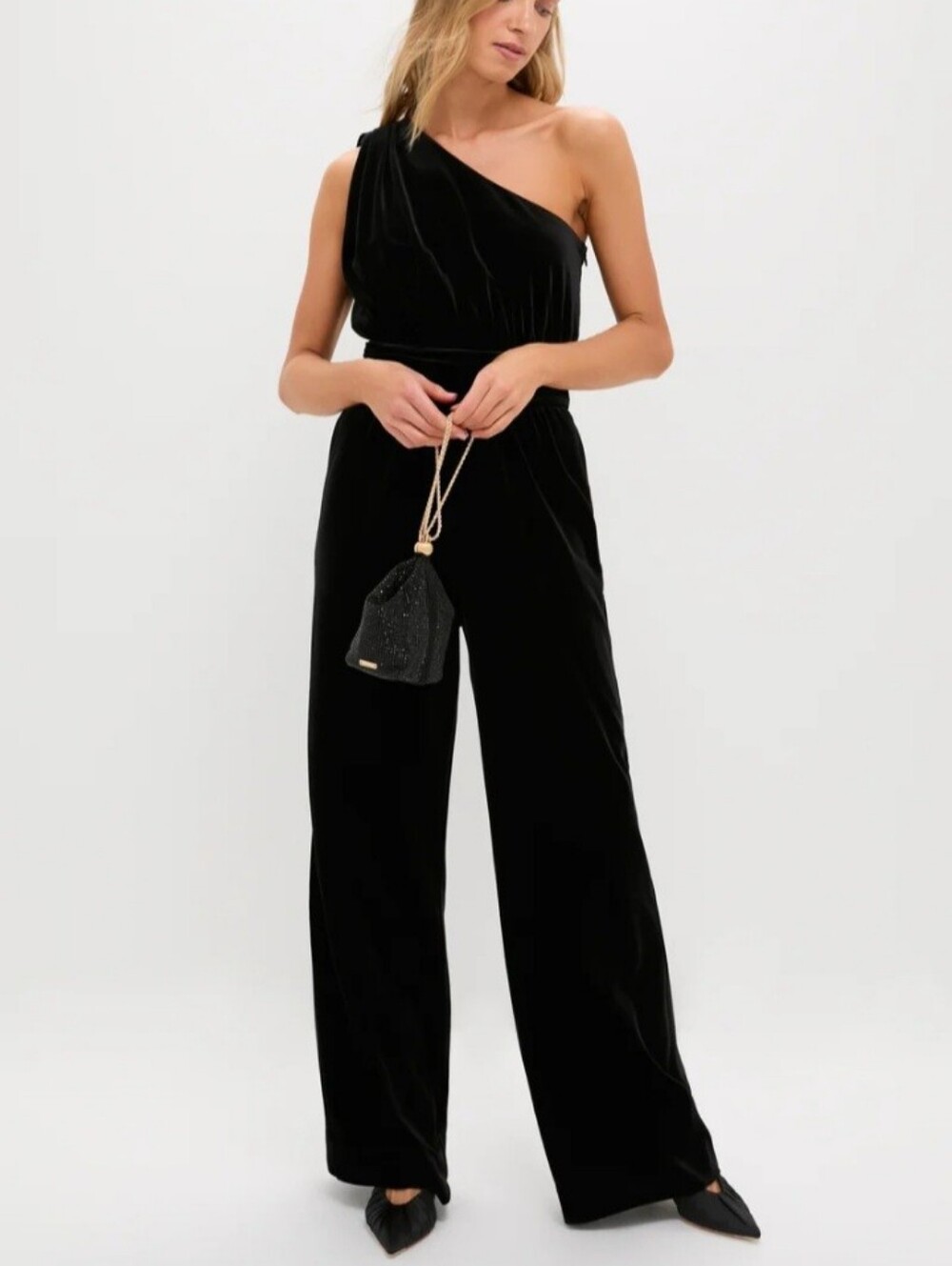 Tuckernuck Hyacinth House Araminta Black Velvet Jumpsuit Size Medium NEW NWT